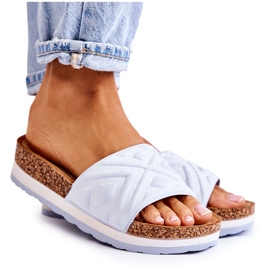 PG1 Pantoufles en daim pour femmes sur une plate-forme Heritta bleue massive