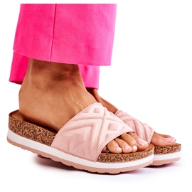 PG1 Pantoufles en daim pour femmes sur une plate-forme Heritta rose massive