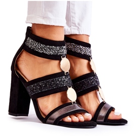 FE1 Sandales à talons hauts pour femmes noires Laurita