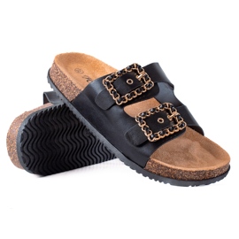 SHELOVET Chaussons avec fermoirs décoratifs noir