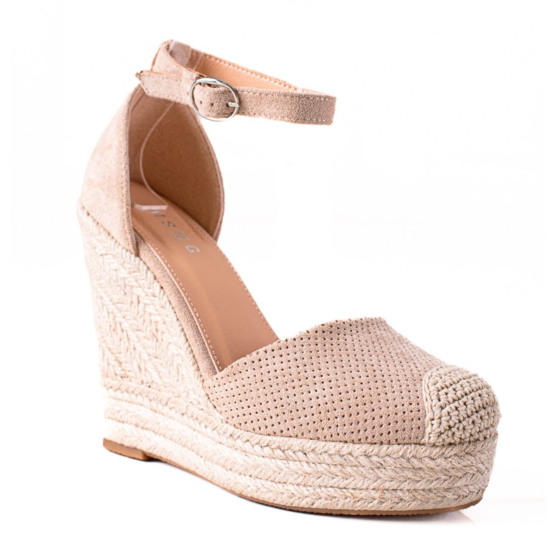 SHELOVET Espadrilles Sur Sandales Compensées beige