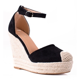 SHELOVET Espadrilles Sur Sandales Compensées noir