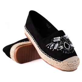 SHELOVET Espadrilles avec cristaux noir
