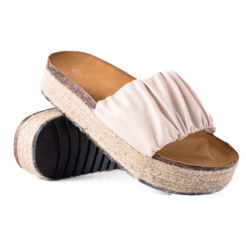 SHELOVET Chaussons espadrilles femme beige