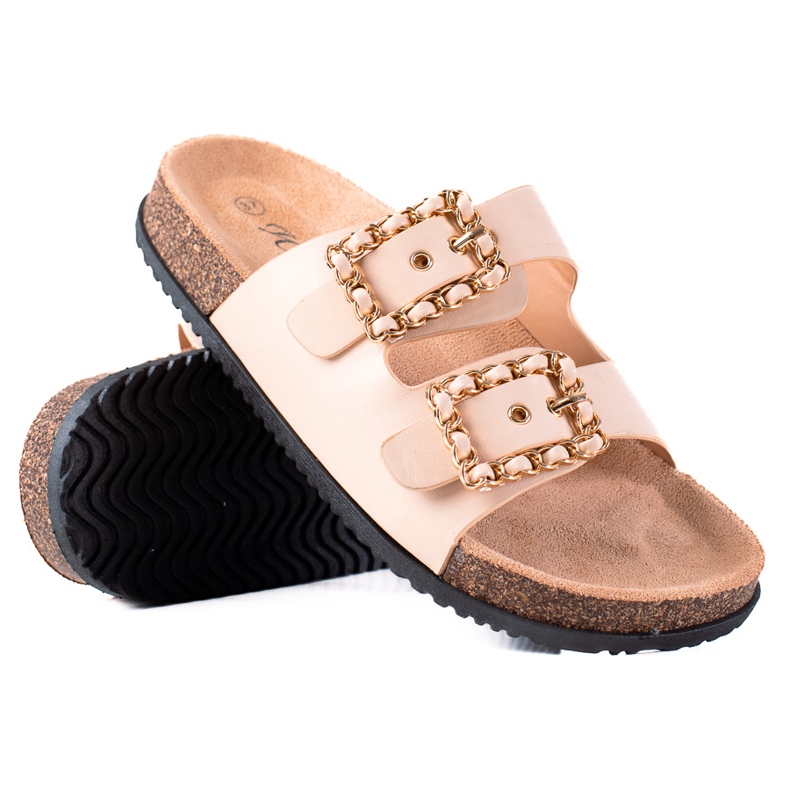 SHELOVET Chaussons avec fermoirs décoratifs beige