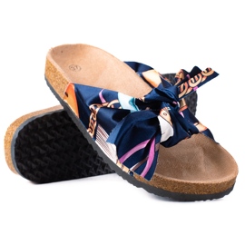 SHELOVET Chaussons Bleus Avec Un Nœud bleu marine