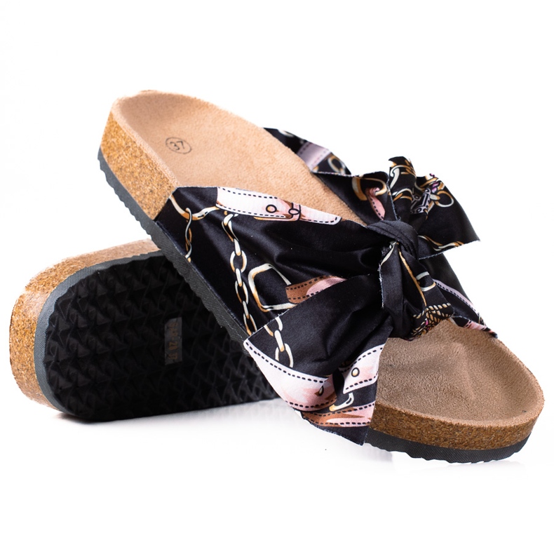 SHELOVET Chaussons Noirs Avec Un Nœud le noir SHELOVET Chaussons Noirs Avec Un Nœud le noir