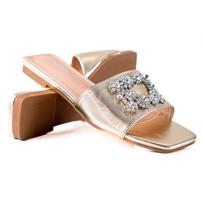 SHELOVET Pantoufles élégantes d'or