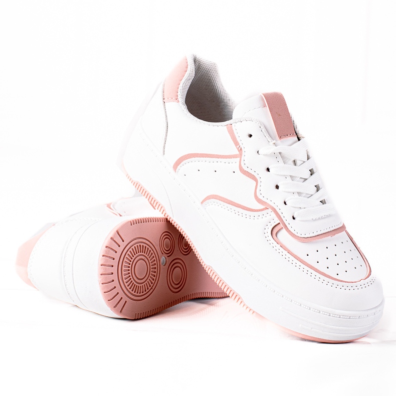 SHELOVET Baskets femme blanche rose SHELOVET Baskets femme blanche rose