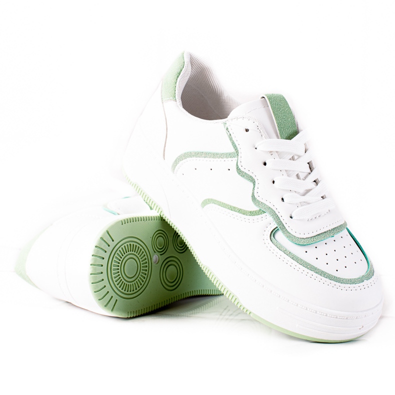 SHELOVET Baskets femme blanche vert