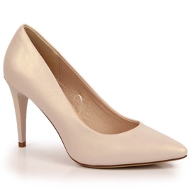 Escarpins sur une perle beige Sergio Leone doré
