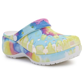 Crocs Classic Platform Tie Dye Graphic Clog Wedge W 207151-94S bleu
