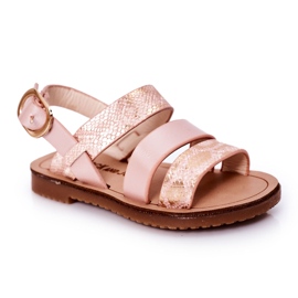 Sandales brillantes à motif serpent pour enfants, rose