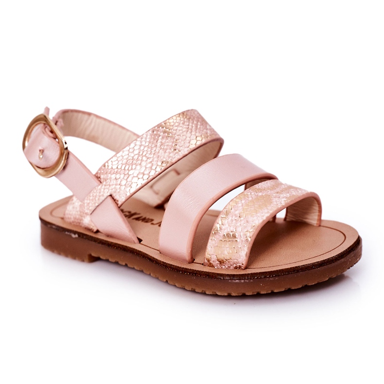 Sandales brillantes à motif serpent pour enfants, rose