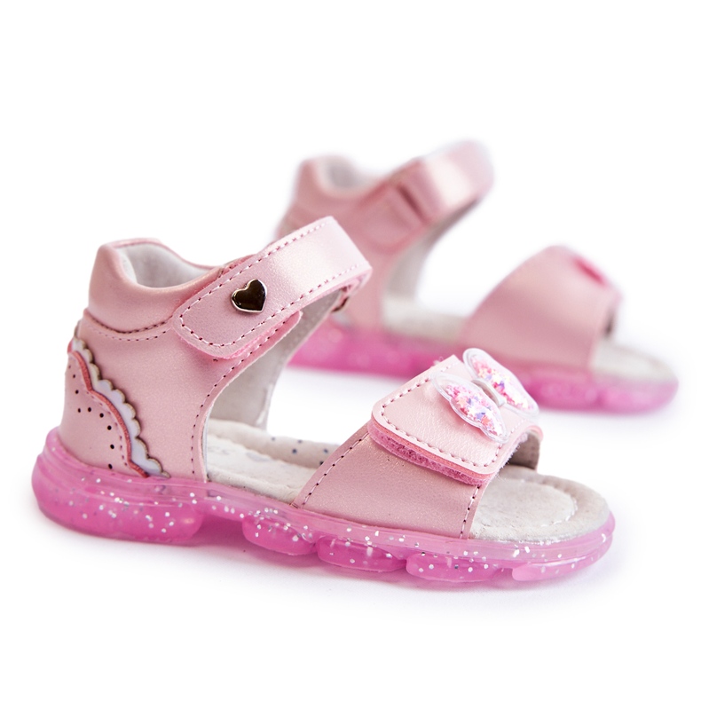 PE1 Sandales confortables pour enfants avec décoration Cayo rose