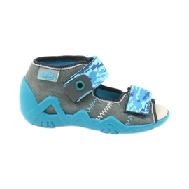 Sandales Befado pour enfants avec insert en cuir 350P062 bleu gris Sandales Befado pour enfants avec insert en cuir 350P062 bleu gris