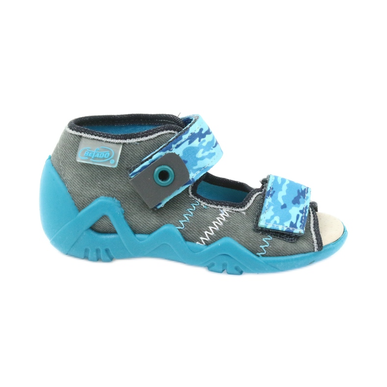 Sandales Befado pour enfants avec insert en cuir 350P062 bleu gris Sandales Befado pour enfants avec insert en cuir 350P062 bleu gris