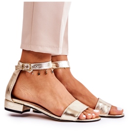 PA2 Sandales dorées Shanley en cuir pour femme