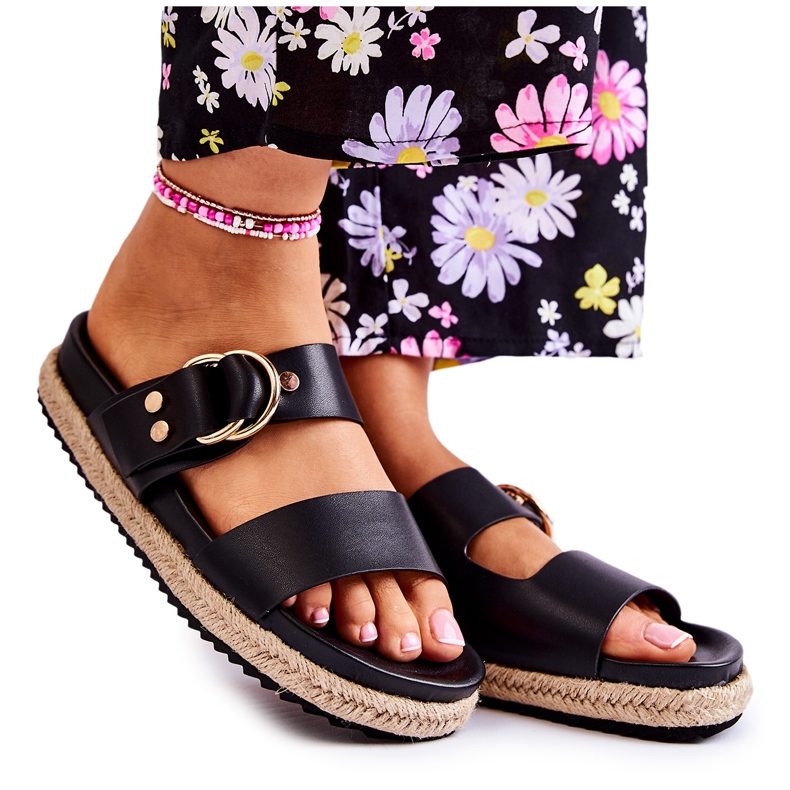 FB1 Pantoufles Penelope noires à la mode pour femmes le noir