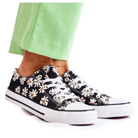 PS1 Baskets Basses Femme Avec Fleurs Janey Noir