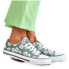 PS1 Baskets basses pour femmes à fleurs vertes Janey