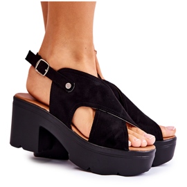 PG1 Sandales noires en daim à talon Arlena