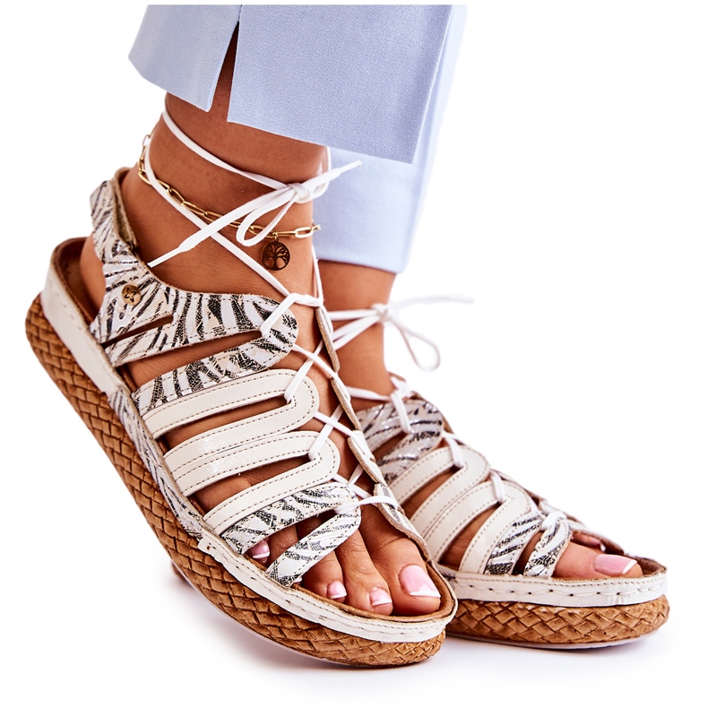 Sandales en Cuir pour Femme à la Mode Maciejka 05552-04 Beige-Noir le noir