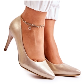 Sergio Leone Escarpins classiques en cuir doré magiquement