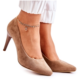 Sergio Leone Escarpins classiques en daim brun magique beige