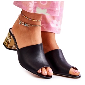 PA2 Chaussons en cuir pour femme à talon Black Perry noir