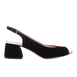 Marco Shoes Sandales en daim noir à talon stable le noir
