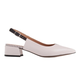 Marco Shoes Escarpins bas à talon ouvert en cuir naturel délicat blanc noir