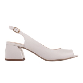 Marco Shoes Sandales en cuir blanc à talon stable blanche