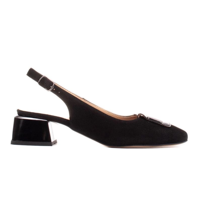 Marco Shoes Sandales à talons bas avec une décoration plate le noir