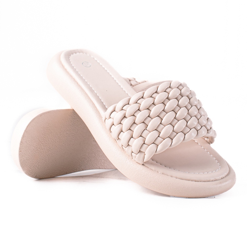 SHELOVET Chaussons tressés femme beige