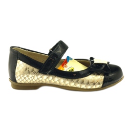 Ballerines en cuir noir et or noeud Ren But jaune