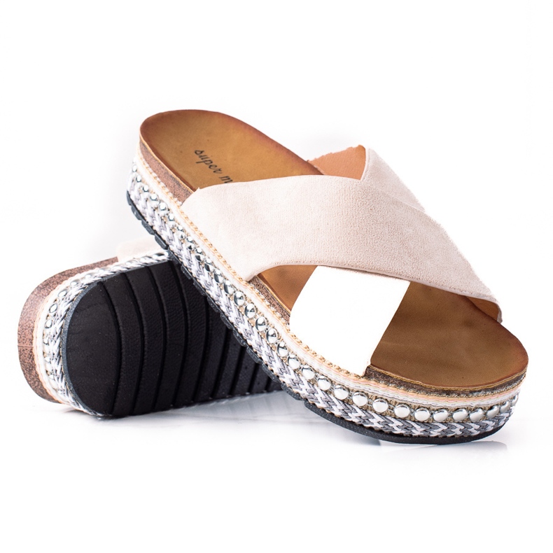 SHELOVET Pantoufles À La Mode Sur La Plateforme beige