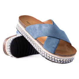 SHELOVET Pantoufles à la mode sur la plate-forme bleu