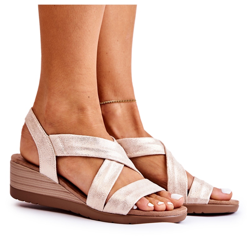 S.Barski Sandales compensées S. Barski BZY1A Beżowo-Złote beige d'or