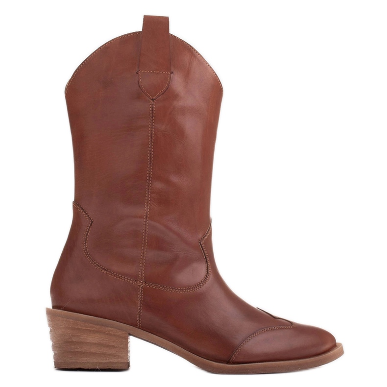 Marco Shoes Santiags cuir grainé marron 1598B-003-1 BP brun