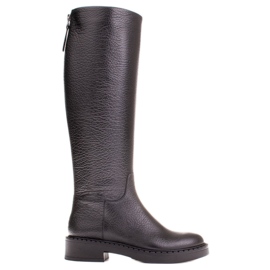Marco Shoes Bottines petit talon en cuir embossé noir