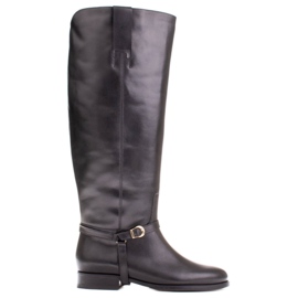 Marco Shoes Bottes en cuir pour un mollet large le noir