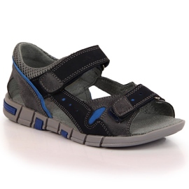 Sandales garçon à scratch bleu marine et gris Kornecki 6186 noir