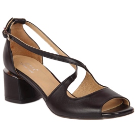 Sandales pour femmes en cuir noir à talons hauts Juma