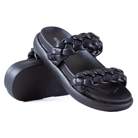 SHELOVET Pantoufles tressées sur la plate-forme noir
