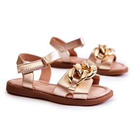 FR1 Sandales Enfant Avec Velcro Layra Doré