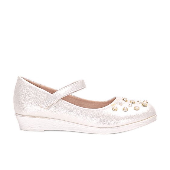 Ballerines enfant blanches avec perles Silva