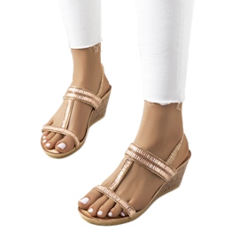 Sandales compensées Belma dorées rose d'or Sandales compensées Belma dorées rose d'or