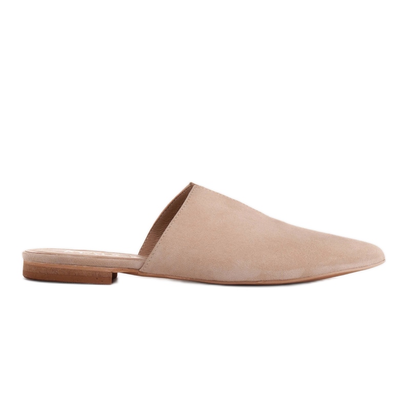 Marco Shoes Chaussons en daim avec découpe beige
