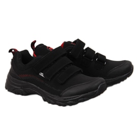 Chaussures de trekking avec fermeture scratch imperméables noires et rouges American Club
